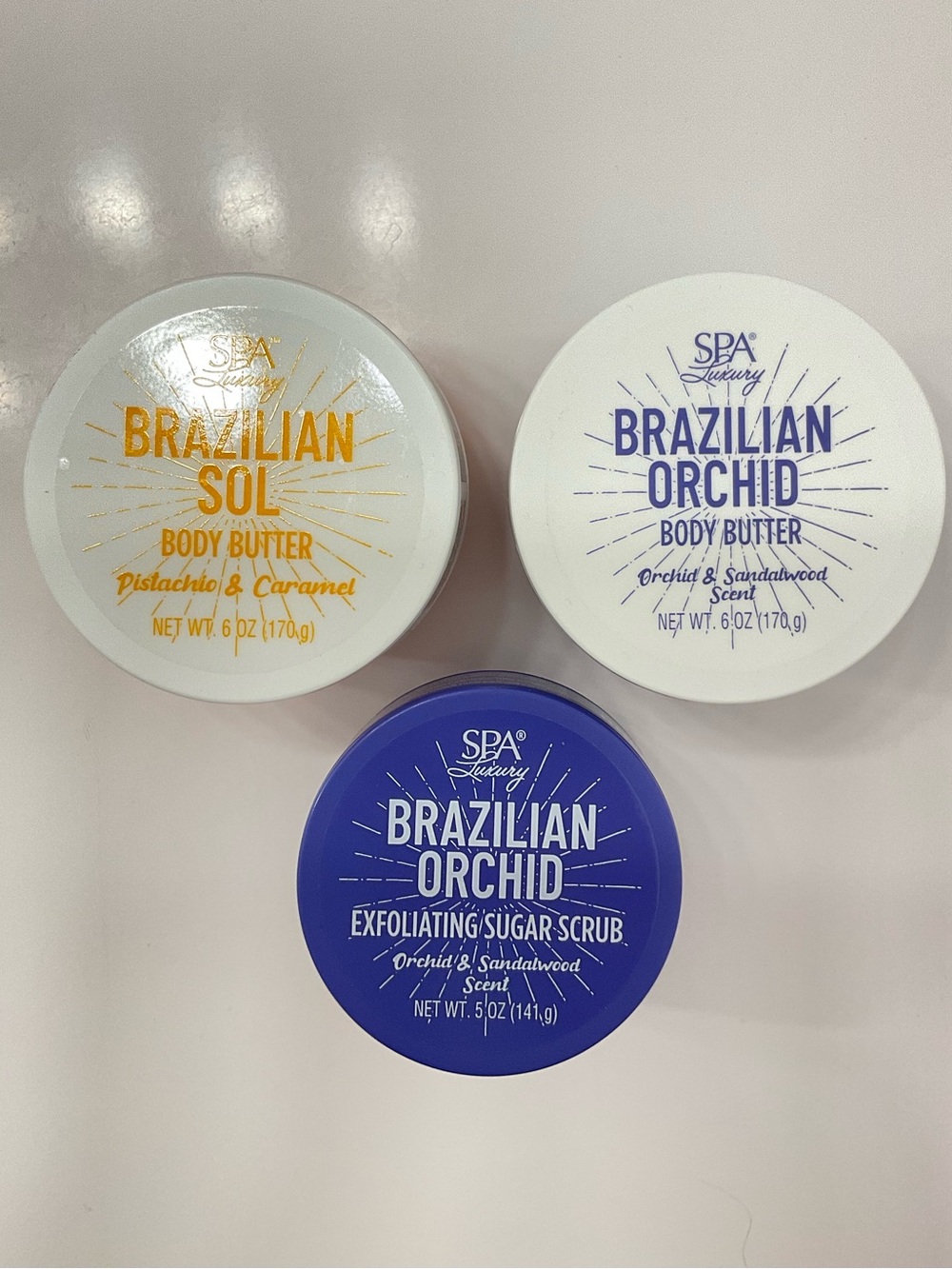 NWOT 3 Brazilian Orchid & Sol  Body Butters , EXFOLIATING SUGAR SCRUB